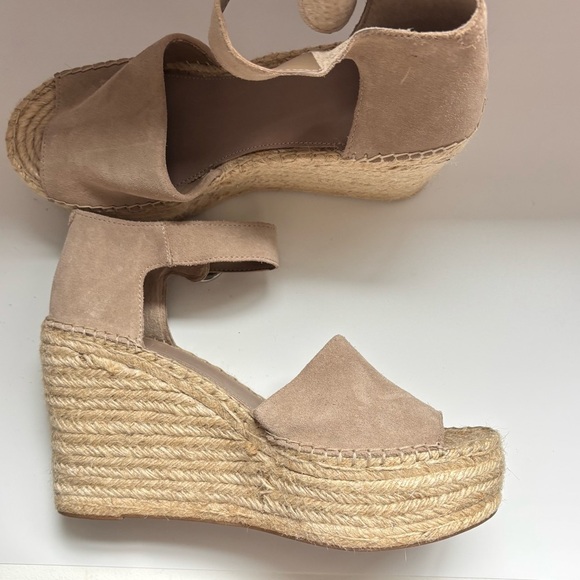 MARC FISHER LTD ADALYN ESPADRILLE WEDGE SANDAL BLUSH SUEDE SIZE 11M - Picture 5 of 10